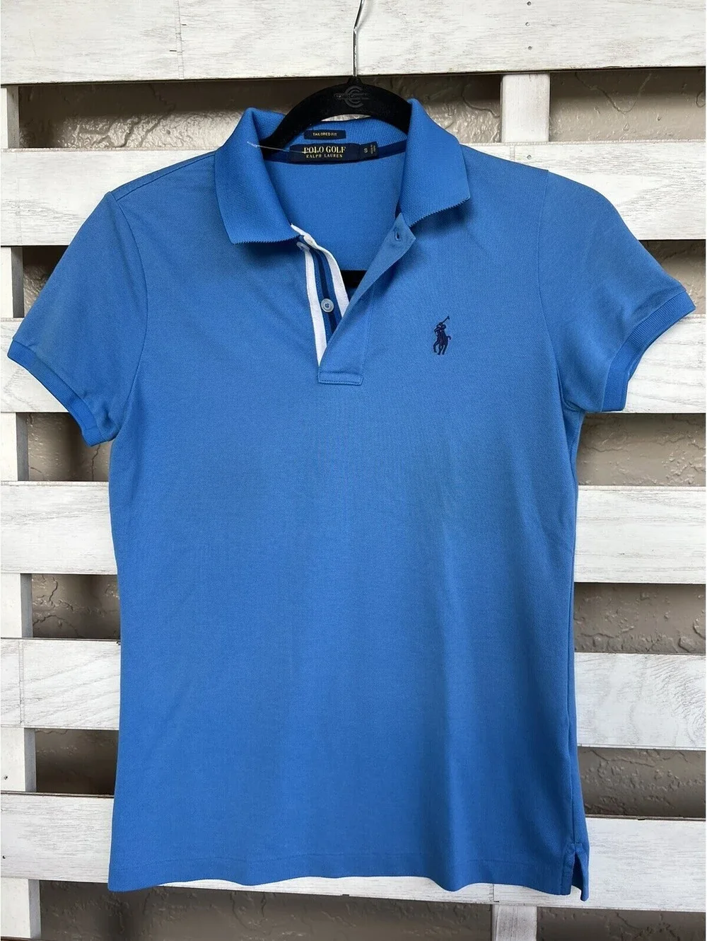 Ralph Lauren Golg Blue Pony Casual Polo Shirt Tailored Fit  Size S.